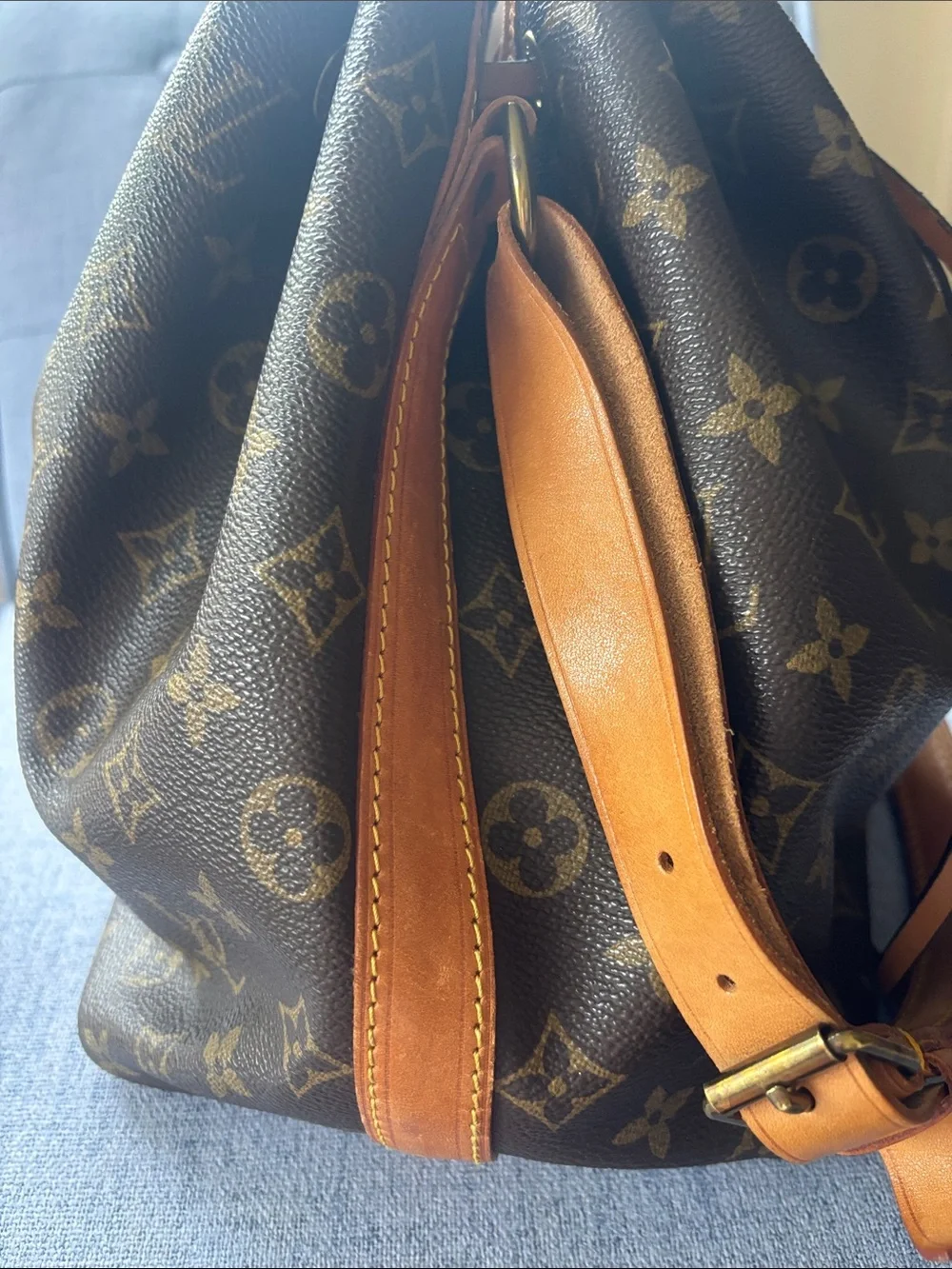 Louis Vuitton Monogram Canvas Drawstring Hobo in Brown and Tan